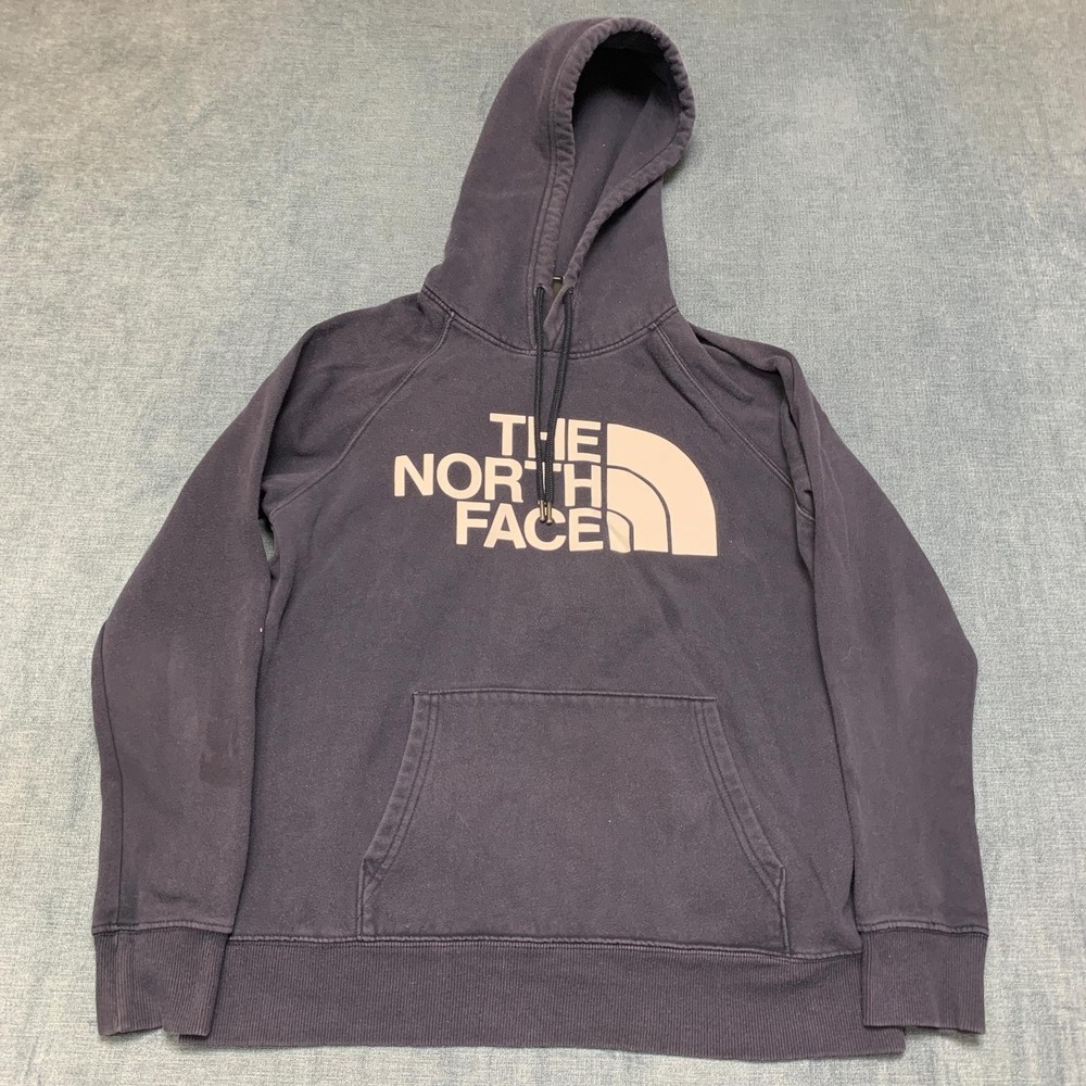 The North Face Hoodie Womens Small Navy Blue Cotton Half Dome Raglan Sleeve